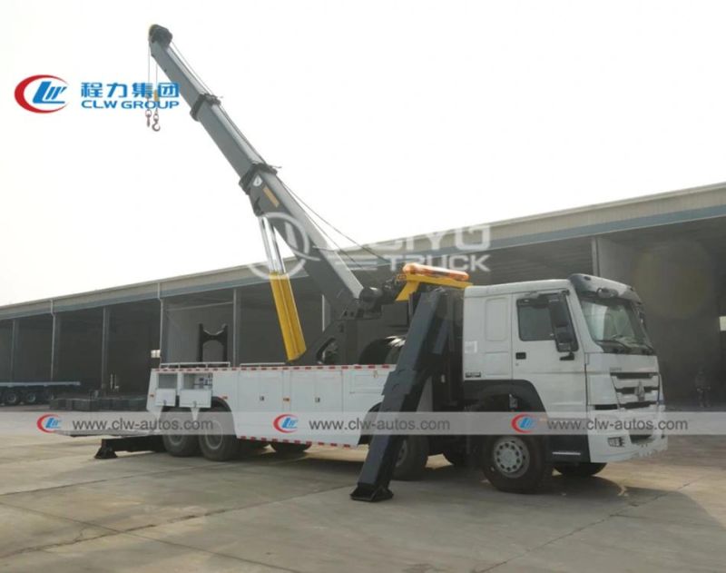 HOWO 8X4 50tons 50 Tons 50mt 360 Degree Rotation Rotatory Road Recovery Wrecker Tow Truck with Rotary Boom