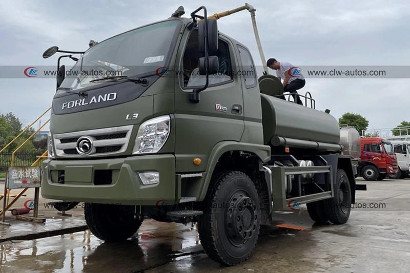 Foton Forland 4X4 All Drive Wheel 3-5 Tons Water Bowser Tank Truck for Drinking Water Transport