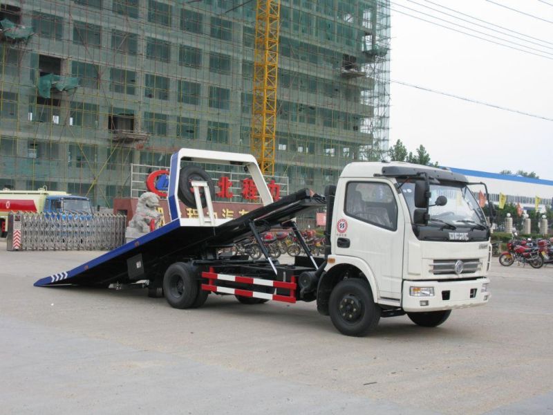 China Dongfeng 4tons Road Car Rescue Towing Vehicle 6ton Flatbed Road Wrecker Truck