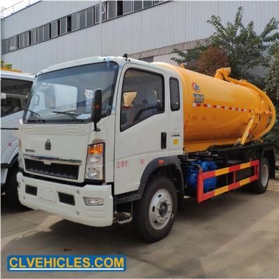 Sinotruk HOWO 4X2 8000liters 8cbm Vacuum Tank Sewage Suction Truck