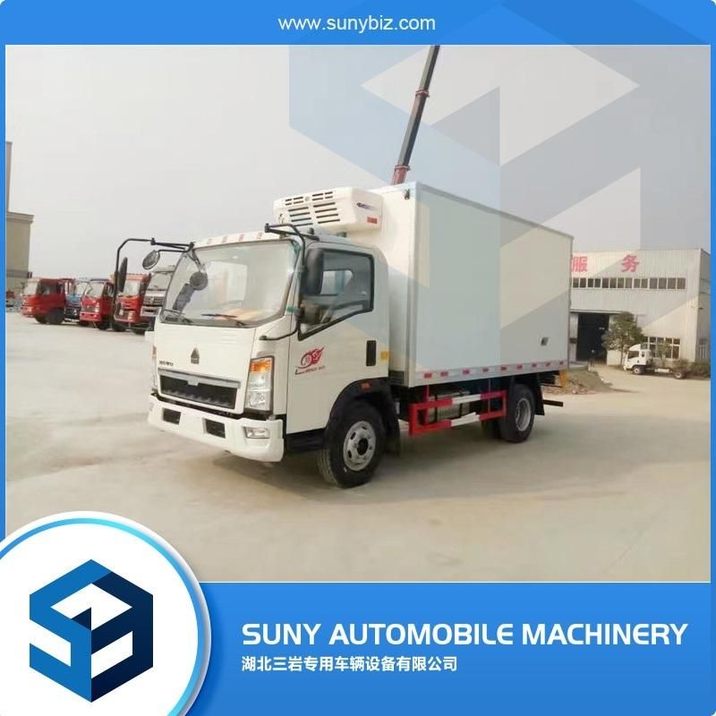 Factory Price Sino HOWO 2-5 Tons 6 Wheeler Refrigerator Freezer Food Box Truck in Philippines Used