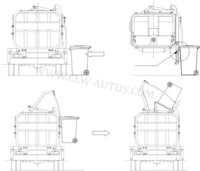 China Factory Price Foton 6000liters 6cbm Side Loading Hanging Barrel Garbage Truck