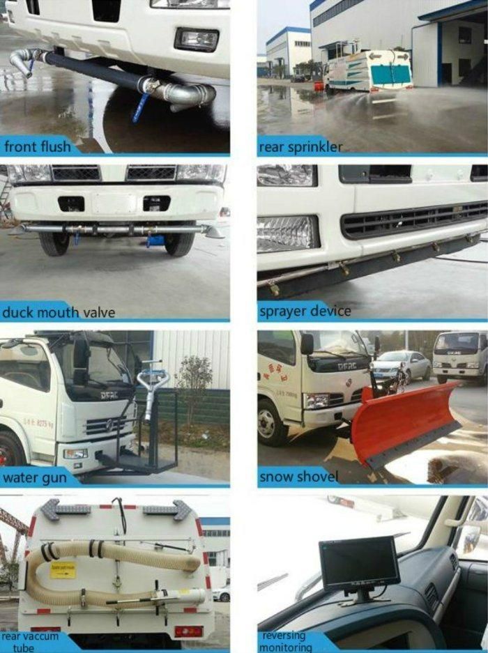 China Dongfeng High Pressure Road Sweeper with Cummins Deputy Engine Vacuum Road Sweeper Truck