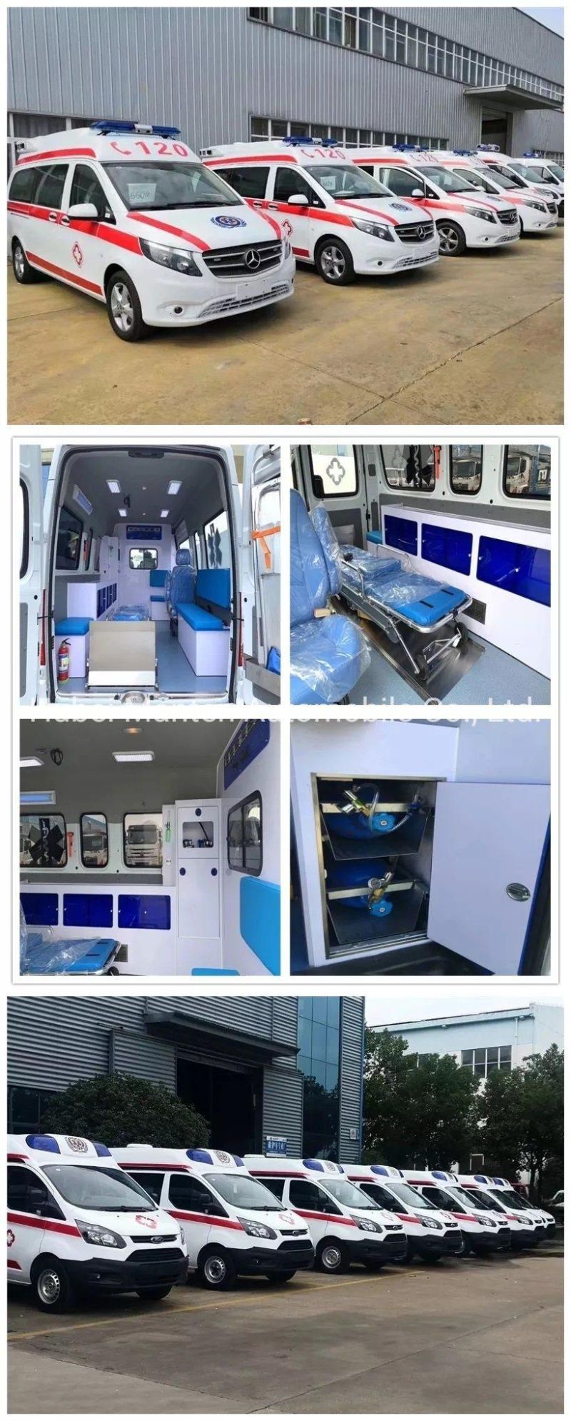 High-Risk Patients Transporting Ambulance Car Truck with All Monitoring Equipment Ambulance