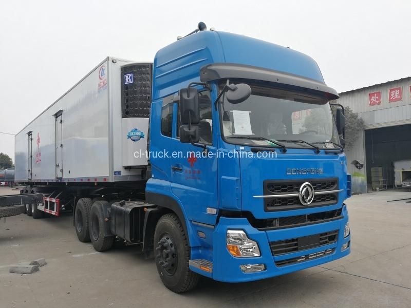 Chengli Brand Dongfeng 6X4 Tractor with Mobile 40tons Refrigerator Freezer Trailer