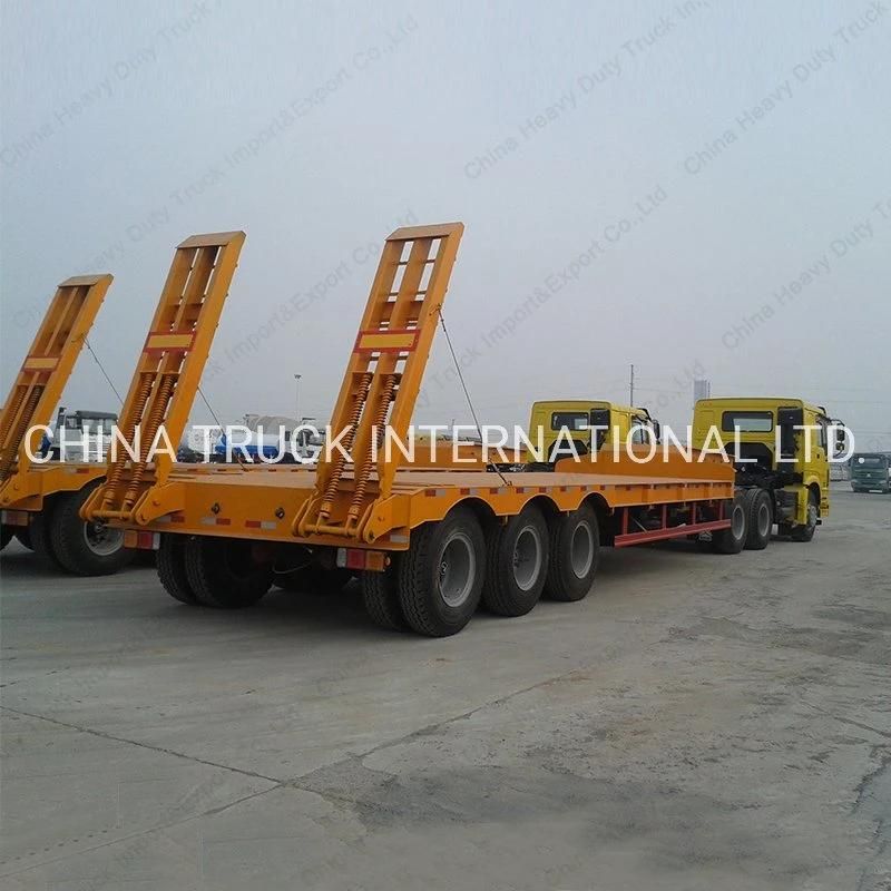 3 Axles 13m 60tons Gooseneck Lowbed Semi Trailer for Transportation