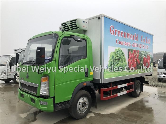 Sinotruck HOWO 5tons Freezer Van Truck Thermo King Refrigerator Unit Meat Fish Vegetable Transport Truck