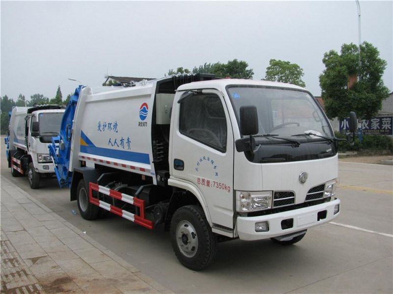Dongfeng Frika 4X2 New 6 Cbm Garbage Waste Compactor Truck for Sale with Self Lifting and Emptying Function