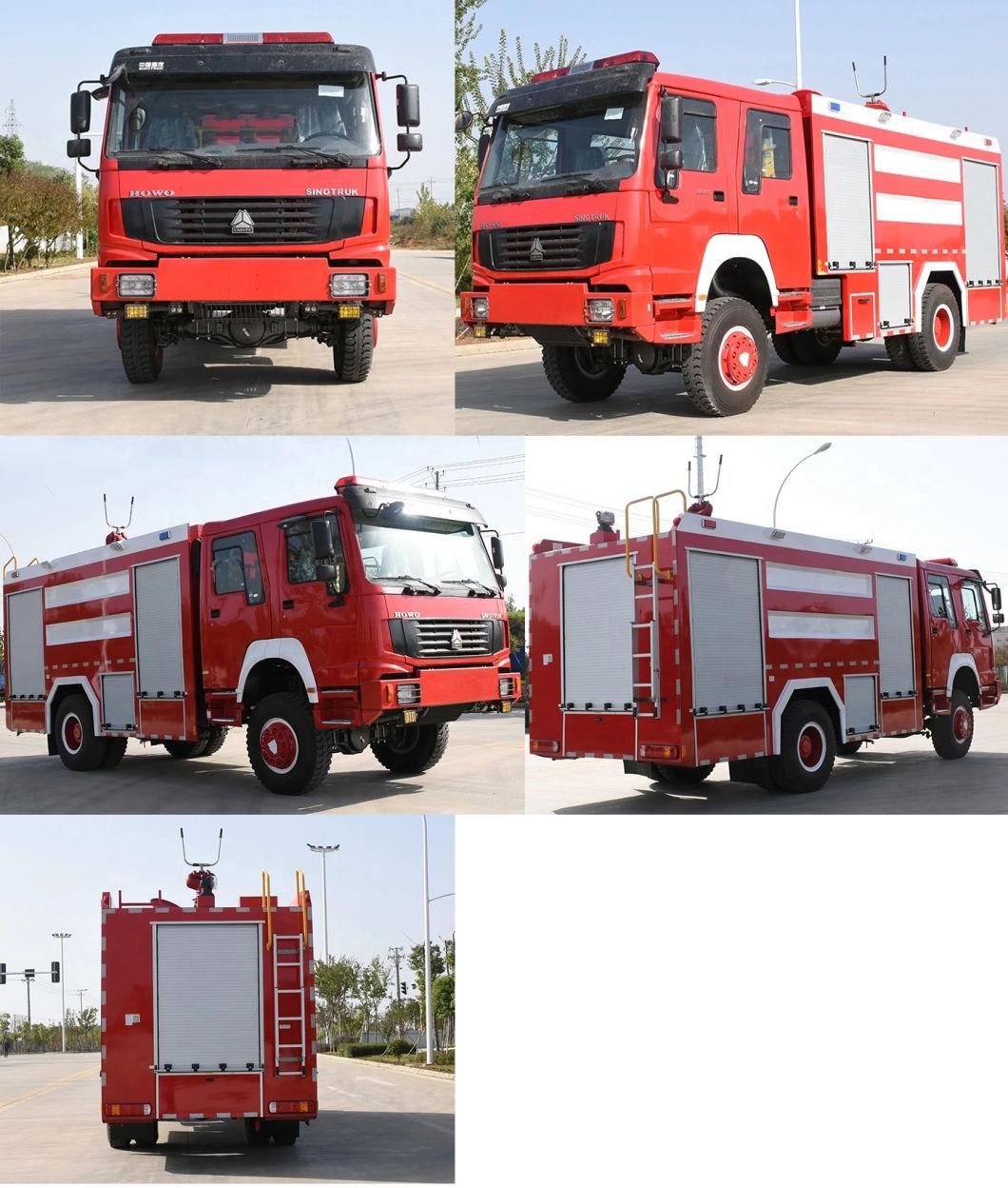 Sino HOWO 4X4 6tons 4WD 1000gallon to 1500 Gallons Water Tank Fire Truck