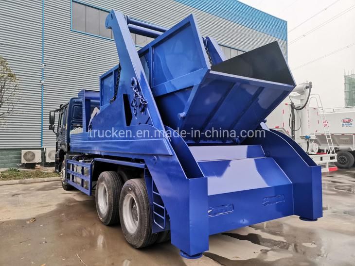 Sinotruk HOWO 12ton Roll off Swing Arm Garbage Truck with 10cbm/12cbm Hydraulic Roll on Skid Loader Waste Management Container