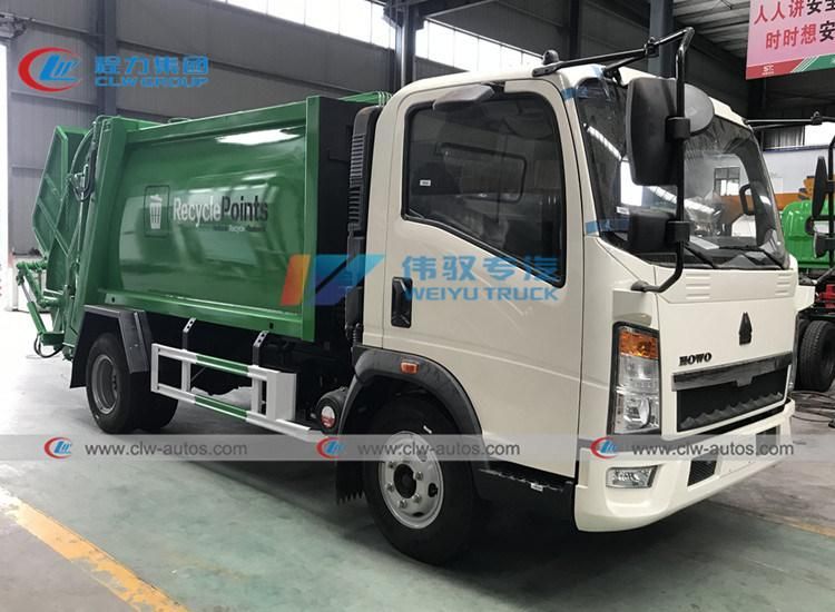 Sinotruck HOWO 6 Wheeler 4*2 140HP 5m3 6m3 Compresssion Garbage Compactor Waste Collection Truck