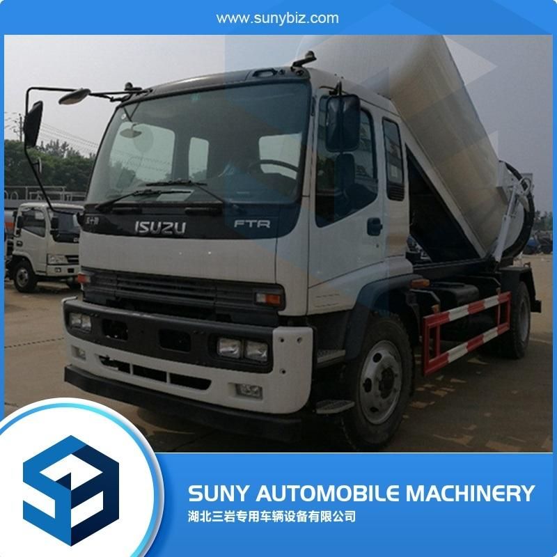 6 Wheeler I Suzu 8cbm-12cbm Industrial Vacuum Truck with Rear Open Door