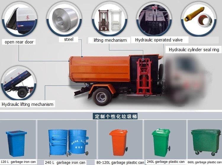 4*2 Side Loader Garbage Truck Small Hanging Bucket Garbage Truck