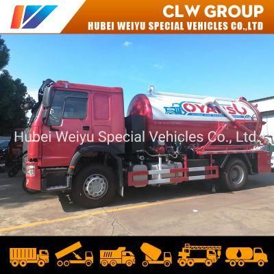 Rhd HOWO 266HP 10, 000L 10tons 10000liters Sewer Sewage Collection Lorry Vacuum Septic Tanker Truck