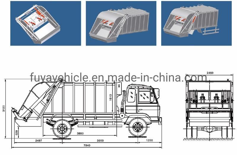 Foton 8cbm 5cbm Compressed Garbage Compactor Truck