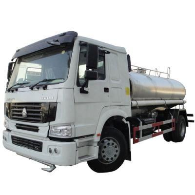 HOWO 10-15ton Potable Drinking Water Stainless Steel Tank Bowser Truck 4X2 /LHD/Rhd with Sprinkler Pump 28m Cannon