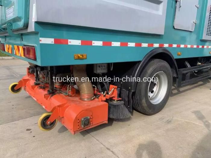 Dusted Area 10t 12ton Vacuum Dust Sweeping Truck with Rear Middle Suction Pan with Road Water Cleaning Nozzles