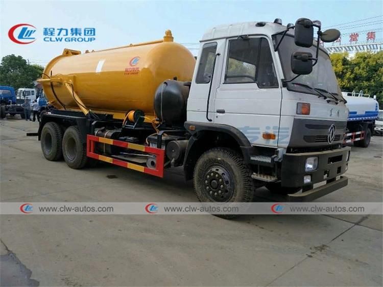 Dongfeng 6X4 10tons Sewage Suction Trucks 16000L Vacuum Sewer Tank Truck Hydraulic Control