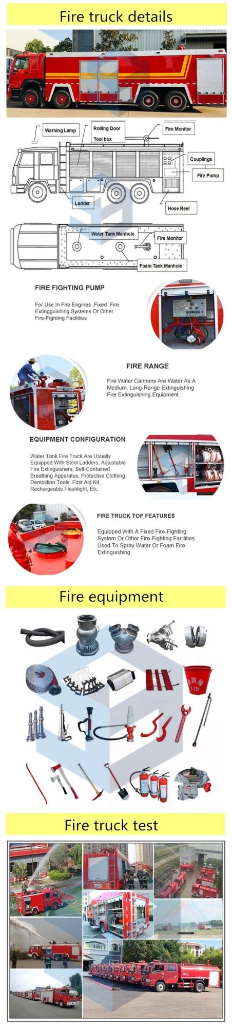 16000 Liters Water Fire Engine Rescue Fighting Truck with Folding Crane