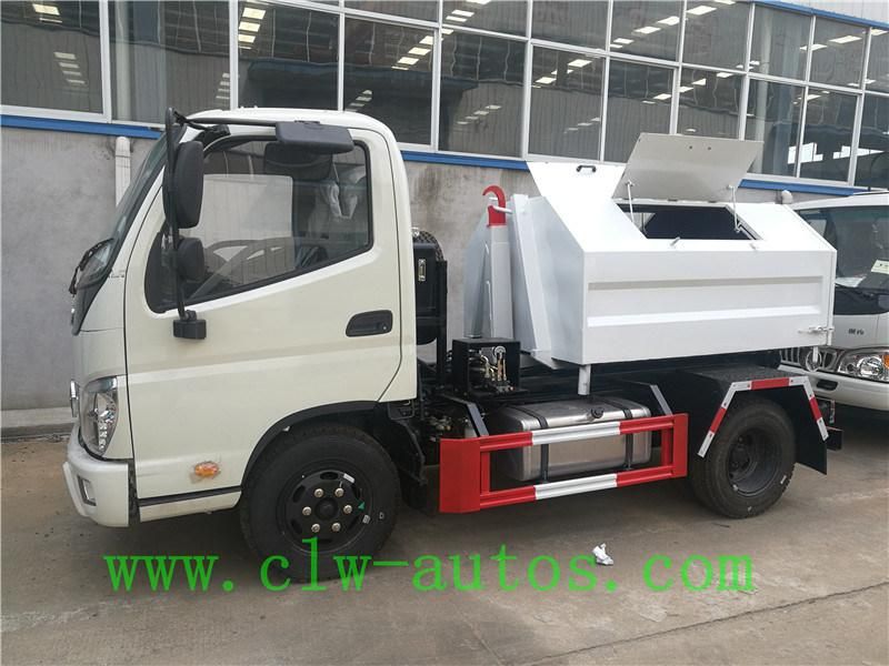Foton Mini 3cbm Electric Control Waste Disposal and Transfer Hook Lift Garbage Truck