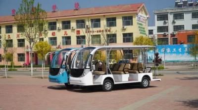 Luxury Passenger Bus Electric Vintage Sightseeing Car with 11 Seats for Holiday Village
