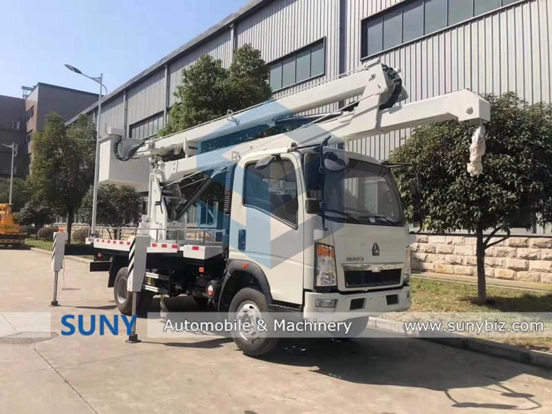 Sino HOWO Hydraulic Rising Platform Truck with Arm Lift Max Working Height 14-16m