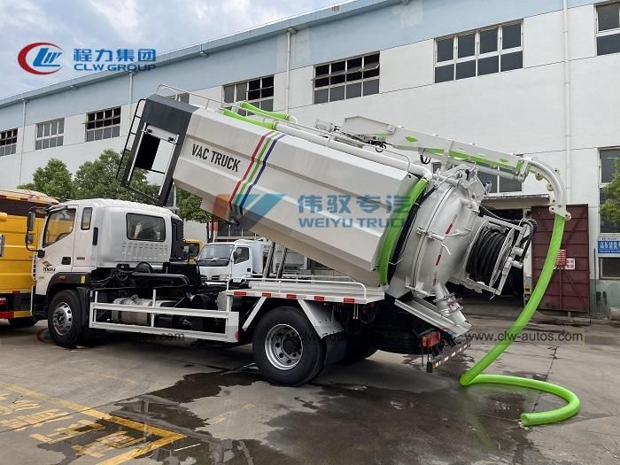 10-12ton High Pressure Fecal Sludge Suction Tanker Truck 10m3 12cbm Sewer Cleaning Dredge Vehicle Jetting Vacuum Sewage Tank Truck