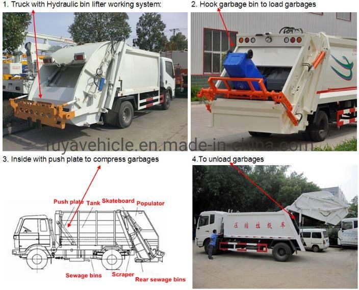 Foton 8cbm 5cbm Compressed Garbage Compactor Truck