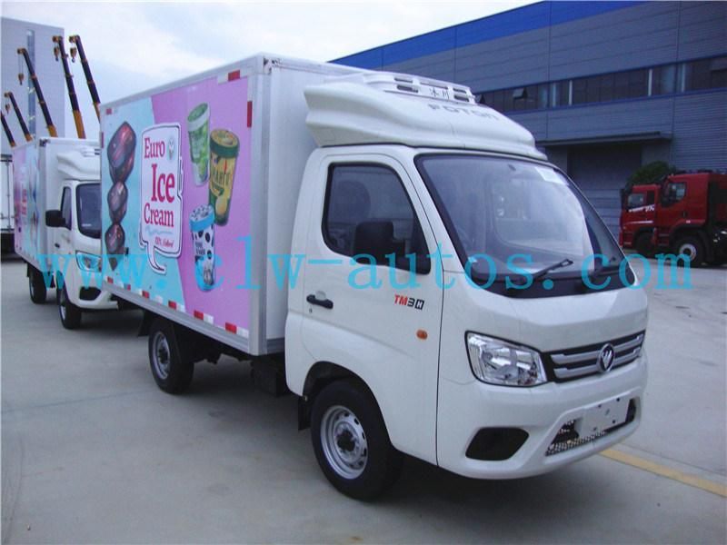 Foton Mini 1-2tons Gasoline Refrigerated Truck Fresh Meat Vegetables Refrigerated Truck 4X2 Refrigerator Van Box Truck for Pakistan