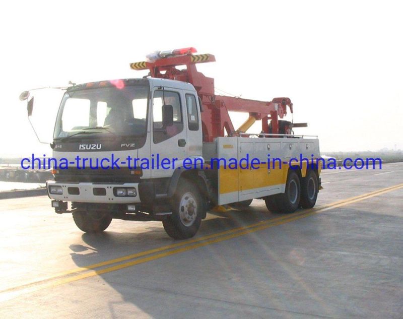6*4 Isuzu Left Drive Flatbed Towing Rollback Car Carrier Recovery Full Landing Flat Bed 22t Wrecker Tow Truck
