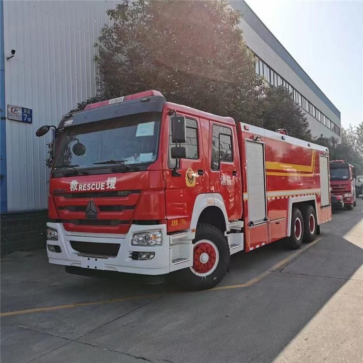 Cheaper LHD or Rhd HOWO 6X4 Fire Agent Tender Airport Combined Dry Powder Foam Water Tanker Fire Brigade Using Fire Truck
