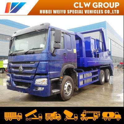 Sinotruk HOWO 12ton Roll off Swing Arm Garbage Truck with 10cbm/12cbm Hydraulic Roll on Skid Loader Waste Management Container