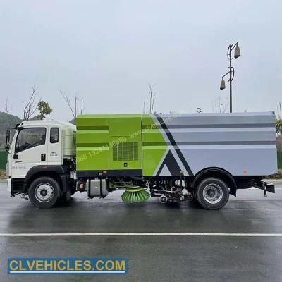 HOWO 6 Wheels Water Jetting 8000L Water Tank and 7000L Garbage Tank Truck Sweeper