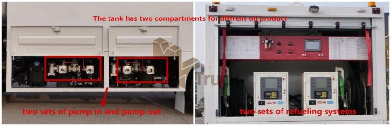High Quality Isuzu 7cbm for Two Kinds Oil Mobile Fuel Truck with Filling Machine for Southeast Asian Market
