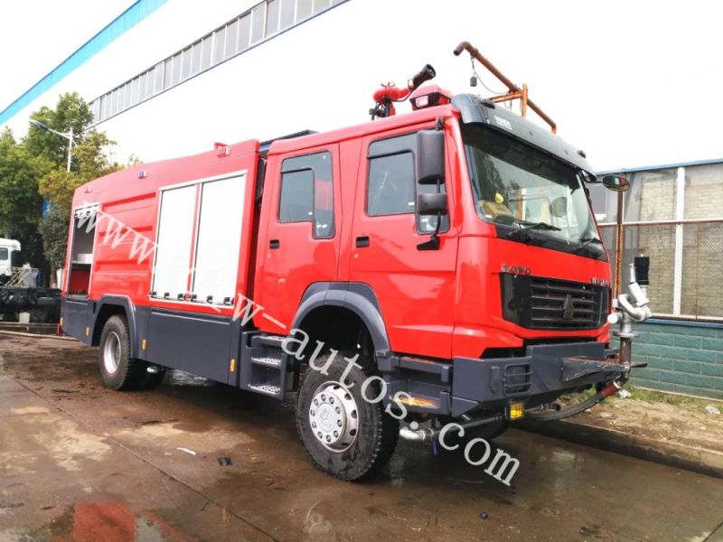 Sinotruk HOWO 4X4 Offroad Water Foam Dry Powder Tank Fire Rescue Truck with 6500 - 8000L Water Foam Tank Fighting Emergency Firefighter