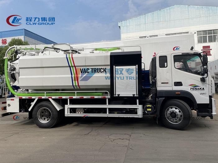 10-12ton High Pressure Fecal Sludge Suction Tanker Truck 10m3 12cbm Sewer Cleaning Dredge Vehicle Jetting Vacuum Sewage Tank Truck