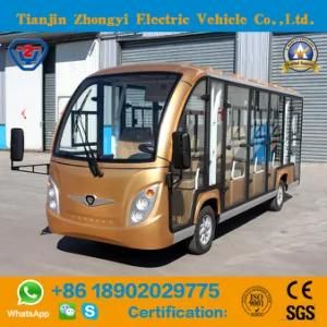Ce Approved 14 Seats Enclosed Golden Electric Sightseeing Car