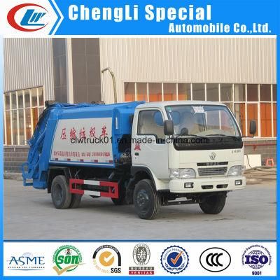 6 Wheels 3tons Rear Loader Compressed Garbage Truck