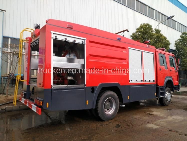 off Road 4X4 Full Wheel Driving Airport Use Sinotruk HOWO Fire Engine Fire Fighting Truck with Foam Tank Dry Powder Chemical Tank 7ton 10ton