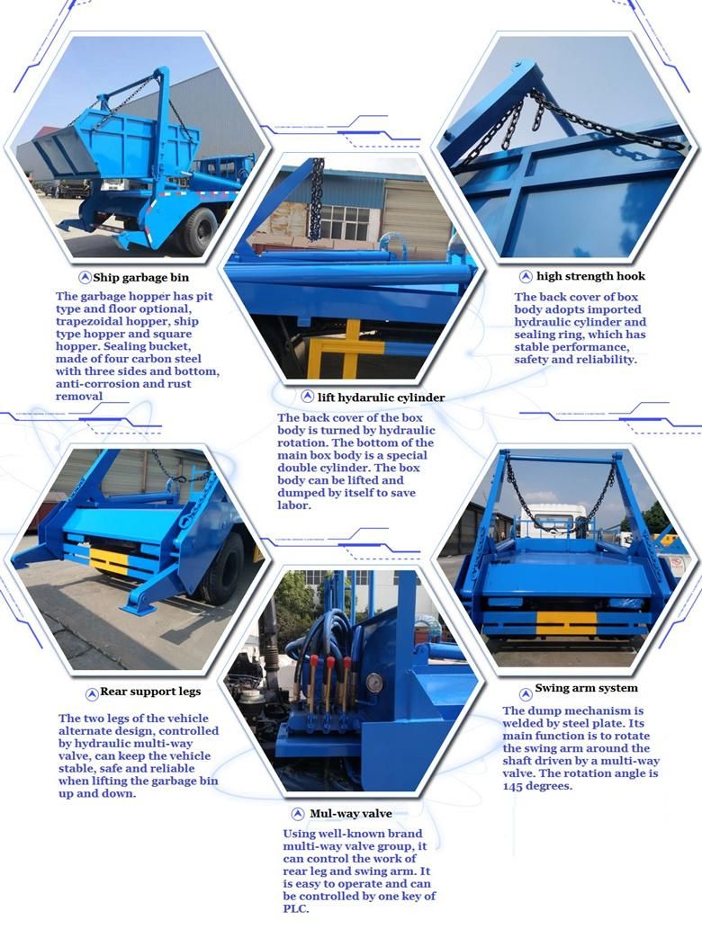 Factory Supply 10m3 10cbm 10ton 10 Cubic 10 Ton Swing Roll on and off Garbage Truck for Sale