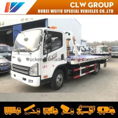3ton Tilt Tray Platform Car Recovery FAW 4tonne Flat Bed Rollback Road Wrecker Tow Truck with Under Lift