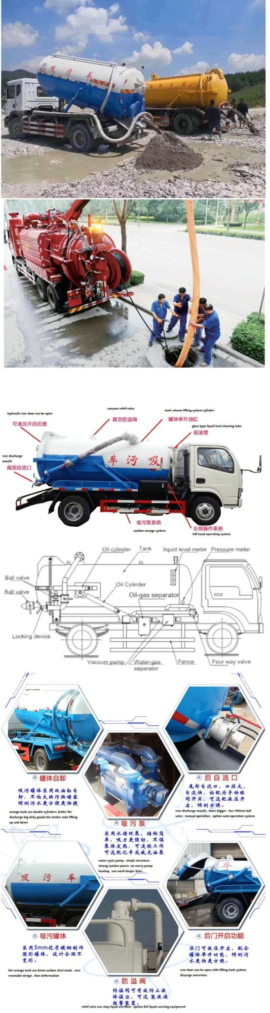 Suzu 4000L~8, 000L Vacuum Sucion Tanker Truck Sale (Cesspit Emptier Tank With VAC Pump)