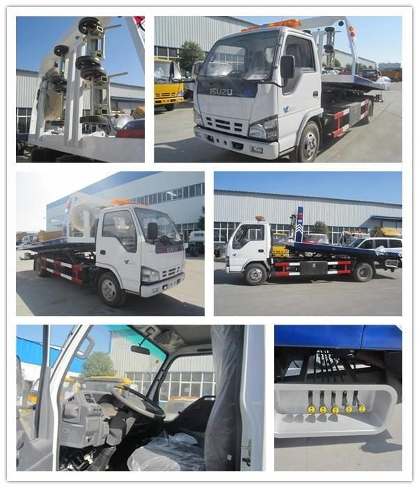 China Sinotruk HOWO 4X2 6 Wheels Flat Bed Wrecker Towing Recovery Lift a Car by Remote Control Folding Arm Crane Tow Truck