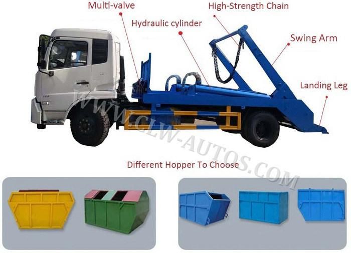 China Truck Dongfeng 4X2 4cbm Swing Arm Garbage Collection Skip Loader Waste Garbage Truck