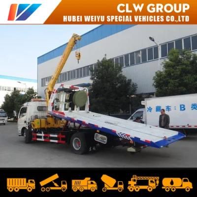 Rollback Car Carrier Vehicle Lift Tow Euquipment China Flatbed Road Wreckers Truck with 6ton Crane Lifiting