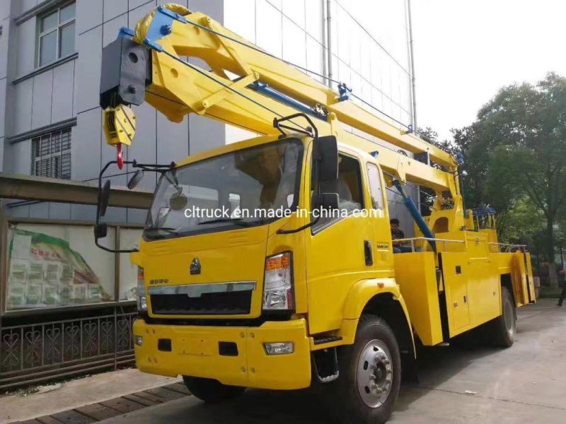 Sinotruk HOWO 4X2 14m 16m 18m 20m Hydraulic Telescopic Boom /Foldable Boom Mounted Aerial Work Platform High Altitude Operation Truck with Working Bucket