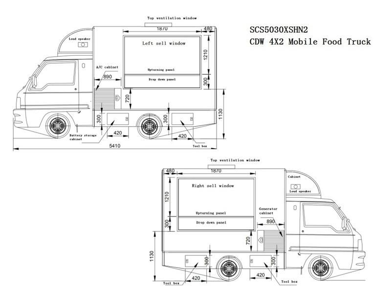 Cdw 4X2 Mobile Snack Cart Food Truck for Sale with Factory Price