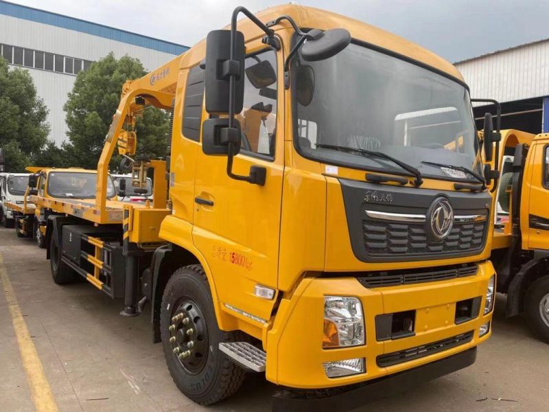 Dongfeng 8t Flatbed Wrecker Truck Mounted 6.3t Crane