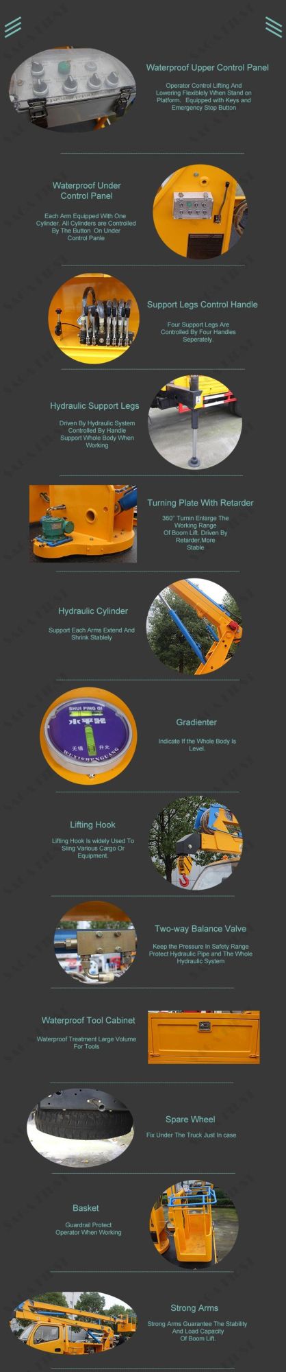 200kg Electric Aerial Man Work Lift 20m Boom Lift Truck