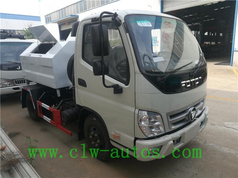 Foton Mini 3cbm Electric Control Waste Disposal and Transfer Hook Lift Garbage Truck